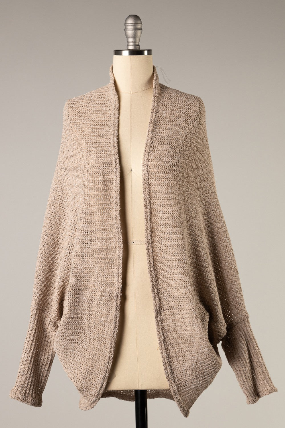 Long Dolman Sleeve Cardigan In Oatmeal