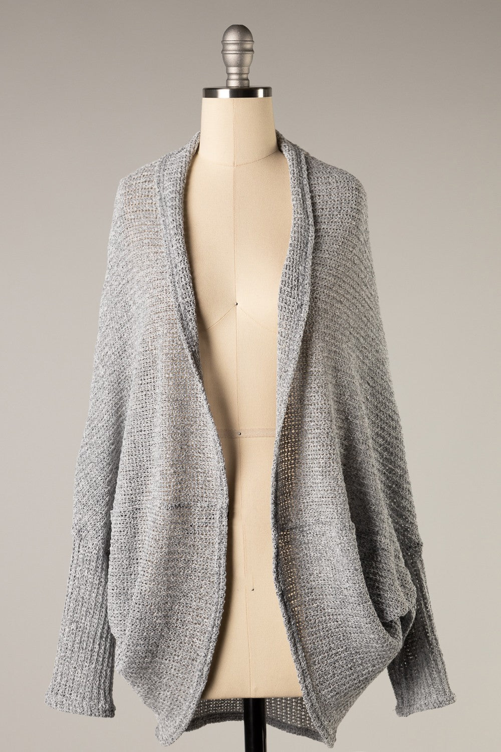 Long Dolman Sleeve Cardigan In Gray