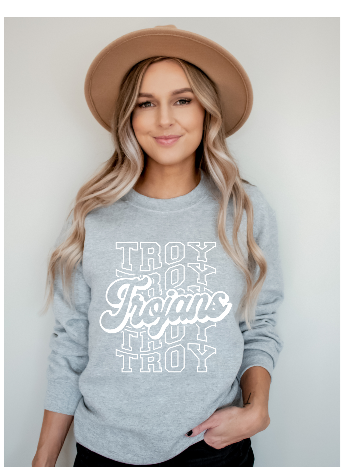 Troy White Print Unisex Sweatshirt