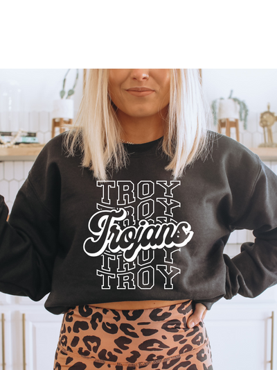 Troy White Print Unisex Sweatshirt