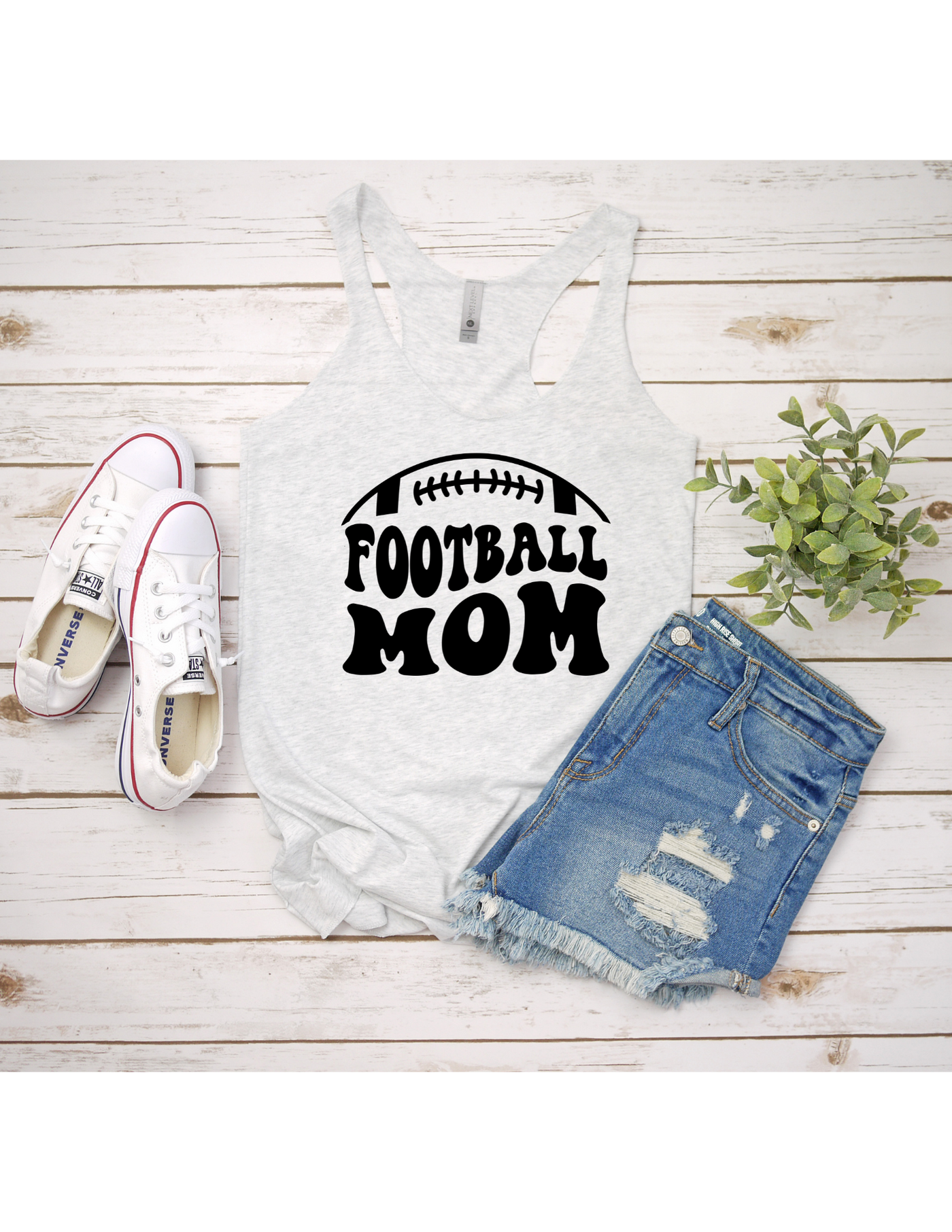 Black Print Football Mom Women's Racerback Tank