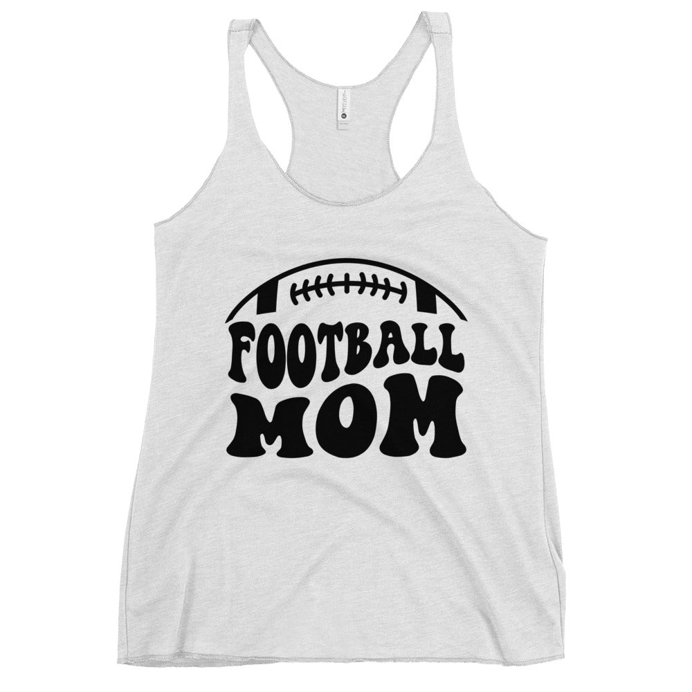 Black Print Football Mom Women's Racerback Tank