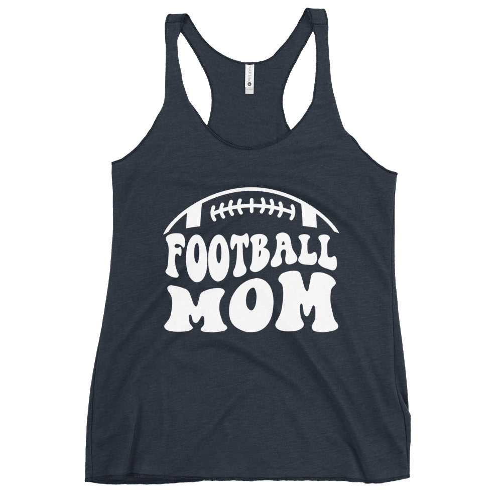 White Print Football Mom Women's Racerback Tank