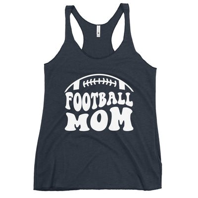 White Print Football Mom Women's Racerback Tank