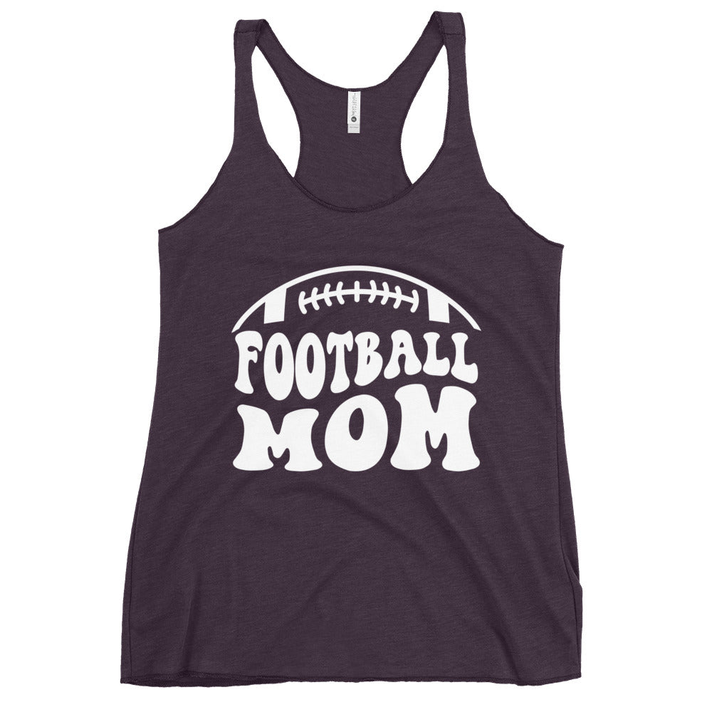 White Print Football Mom Women's Racerback Tank