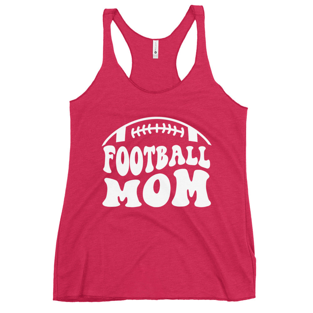 White Print Football Mom Women's Racerback Tank