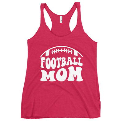 White Print Football Mom Women's Racerback Tank